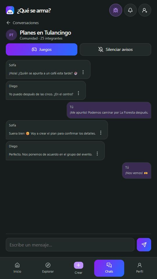 Una conversación de ejemplo dentro de una comunidad