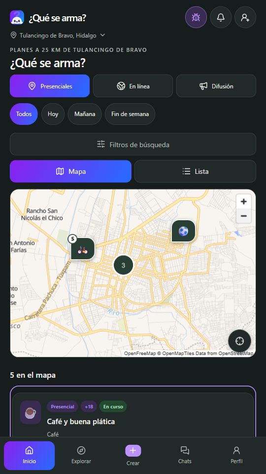 Vista del mapa de planes en ¿Qué se arma? con actividades de ejemplo